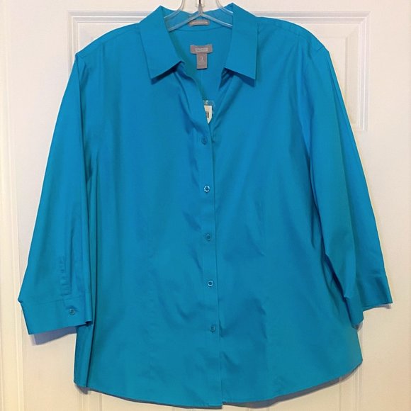 Chico's Tops - Chico's NWT Turquoise Blouse with 3/4 Length Sleeves